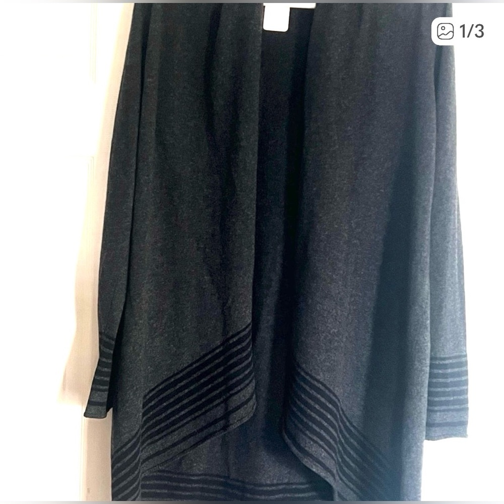 Eileen Fisher Black Open-Front Knit Cardigan